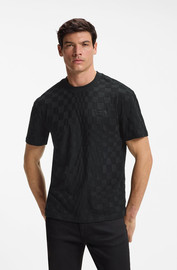 HUGO BOSS חולצת טישירט קצרה הוגו בוס Cotton Jacquard גברים - הוגו בוס - Black
