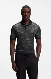 HUGO BOSS חולצת פולו הוגו בוס Jacquard Pattern גברים - הוגו בוס - Black