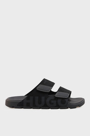 HUGO כפכפי הוגו Faux-Suede Slides With Logo Detailing גברים - הוגו - Black