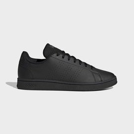 Adidas אדידס נעלי גברים ספורט עם שרוכים פסים מחוררים בצבע שחור (Advantage Base)