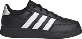Adidas אדידס נעלי נוער סניקרס עם שרוכים פסים לבנים נעל חלקה בצבע שחור (Breaknet 2.0 K)