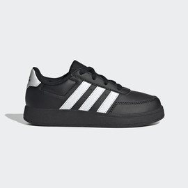 Adidas אדידס נעלי נוער סניקרס עם שרוכים פסים לבנים נעל חלקה בצבע שחור (Breaknet 2.0 K)