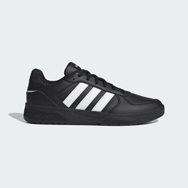 Adidas אדידס נעלי גברים סניקרס עם שרוכים פסים לבן בסיס שחור (Courtbeat)