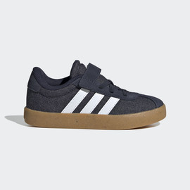 Adidas אדידס נעלי ילדים סניקרס סקוטש עם שרוכים משולב זמש פסים לבנים סוליה דבש גפה בצבע כחול ג'ינס (VL COURT 3.0 EL C)