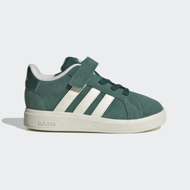 Adidas אדידס נעלי צעד ראשון סקוטש משולב עם שרוכים פסים לבנים גפה בצבע ירוק (Grand Court 2.0)