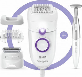 BRAUN מכשיר להסרת שיער אפילטור כולל ראש גילוח וסכין גילוח Braun בראון Silk-Epil 5 5825