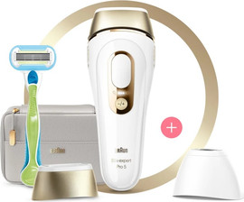 BRAUN מסיר שיער בטכנולוגיית IPL כולל 2 ראשים, סכין גילוח ונרתיק נשיאה Braun בראון Silk-expert Pro 5 PL5154