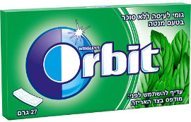 אורביט אריזת מעטפה גומי לעיסה ללא סוכר בטעם ספירמינט