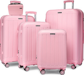 Camel Mountain סט חמישה פריטים Camel Mountain® Infinity – מזוודות בגדלים 14", 20", 24", 28" ו־32" - ורוד קוורץ