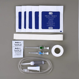 ס.מדיק ערכת פתיחת וריד סטרילית חד פעמית. IV Start Kit. כולל וונפלון 18G ו-22G, חסם ורידים, צינור עירוי, פדי אלכוהול, פדי גזה ולויקופלסט