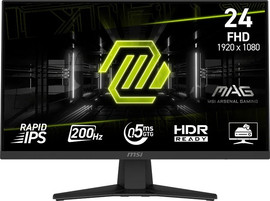 MSI מסך מחשב גיימינג MSI MAG 244F 23.8'' FHD 200Hz Rapid IPS 0.5ms - תמיכה ב-FreeSync Premium - צבע שחור