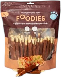 foodies חטיף פודיס מקלות לעיסה סלמון ועור בקר 1 ק"ג