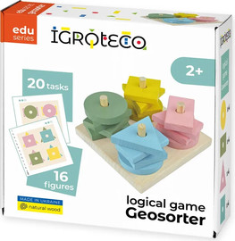Igroteco השחלה ומיון צורות מעץ - 16 חלקים - Igroteco
