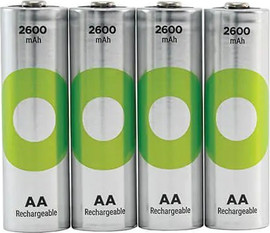 GP 4 סוללות AA נטענות GP Recyko 2600mAh - קיבולת גבוהה | טעונות מראש