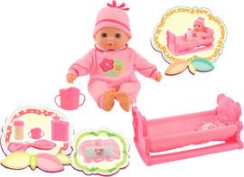 I AM Toys טליה - הבובה הראשונה שלי דוברת עברית עם מיטה, בקבוק, חיתול ומגוון אביזרים
