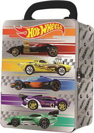 Hot Wheels הוט ווילס תיבת מתכת כסופה לאחסון 18 מכוניות - Hot Wheels