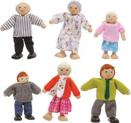 Pit Toys 6 בובות משחק מעץ ובד