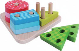 Pit Toys משחק השחלת צורות מעץ לילדים - Pit Toys