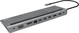 UNITEK תחנת עגינה Unitek D1022A USB-C 11-in-1 – תמיכה ב-3 מסכים 4K, טעינת PD ורשת Gigabit
