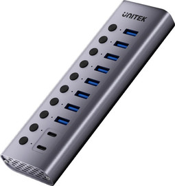 UNITEK מפצל USB אקטיבי UNITEK 10-in-1 עם מפסקים אישיים (8xUSB-A + 2xUSB-C)