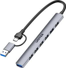 UNITEK מפצל USB-C ל־7 חיבורי USB-A במהירות 5Gbps – UNITEK uHUB S7
