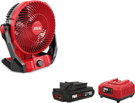 SKIL מאוורר שולחני נטען חזק ונייד Brushless 12/20V עם חיבור USB-C + סוללה 2.0AH+ מטען