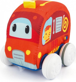 winfun מכונית בד רכה עם מנגנון נסיעה במשיכה לאחור - כבאית אדומה