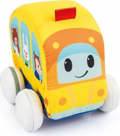 winfun מכונית בד רכה עם מנגנון נסיעה במשיכה לאחור - אוטובוס צהוב