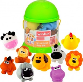 winfun סט 10 חיות משחק מגומי לאמבטיה בדלי משחק עם מכסה