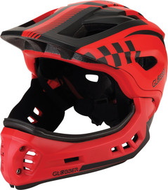 Globber קסדה מודולארית לילדים RACING פול פייס / חצי עם מנגנון התאמה לראש ותאורת LED אחורית (XS/S) - אדום