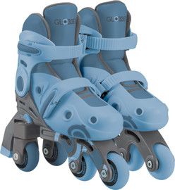 Globber סקטים 2 ב 1 למתחילים ולמתקדמים עם מנגנון שינוי מצבים וגודל בלחיצה, מידה 30-33 - כחול