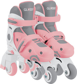 Globber סקטים 2 ב 1 למתחילים ולמתקדמים עם מנגנון שינוי מצבים וגודל בלחיצה, מידה 30-33 - ורוד פסטל