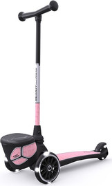 Scoot & Ride Highwaykick 2 Lifestyle קורקינט לילדים אורות בגלגלים, תא אכסון וידית מתנתקת - ורוד