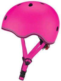 Globber קסדה לפעוטות עם מנגנון התאמה לראש, תאורת LED אחורית, ופתחי אוורור - ורוד