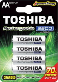 TOSHIBA רביעיית סוללות נטענות TOSHIBA AA טושיבה TNH-6GAE BP-4C