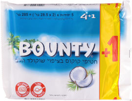 באונטי מארז חטיפי שוקולד וקוקוס 4+1