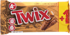 טוויקס מארז חטיפי שוקולד ביסקוויט וקרמל 4+1