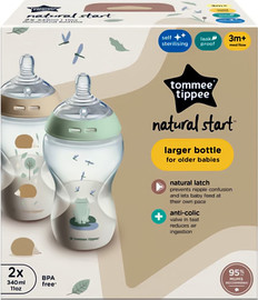 טומי טיפי סט 2 בקבוקי תינוק Natural Start בצורות 340 מ"ל