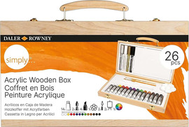 Daler Rowney סט צבעי אקריליק במזוודת עץ SIMPLY