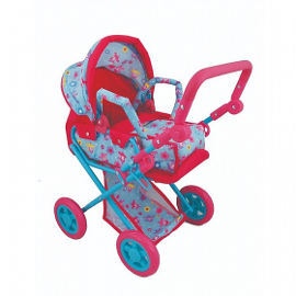 DOLLS WORLD עגלת בובות 4 גלגלים עם מנשא