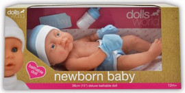 DOLLS WORLD בובת תינוק ניו בורן 38 ס''מ כחול