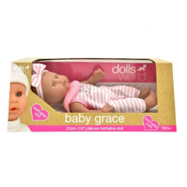 DOLLS WORLD בובת תינוקת גרייס עור כהה לאמבטיה