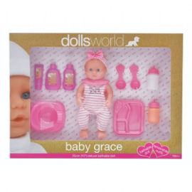 DOLLS WORLD בובת תינוקת גרייס לאמבטיה עם אביזרים