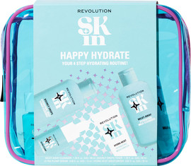 MAKEUP REVOLUTION SKIN HAPPY HYDRATE סט חלב ניקוי  + אסנס מעניק לחות מרווה + סרום + קרם לחות
