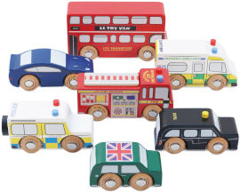 Le Toy Van סט מכוניות לונדון מעץ לילדים