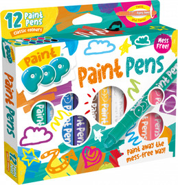 Paint POP 12 צבעי סטיק פופ לציור על מגוון משטחים ללא לכלוך של הילד
