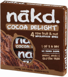 NAKD חטיף פירות, אגוזי קשיו וקקאו ללא גלוטן