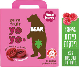 BEAR חטיף 100% פרי שילדים אוהבים בטעם פטל