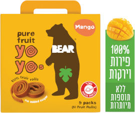 BEAR חטיף 100% פרי שילדים אוהבים בטעם מנגו