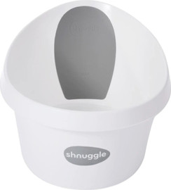 Shnuggle אמבטיה לפעוט יושב או עומד ציפוי גב גומי ומונעי החלקה - לבן/אפור